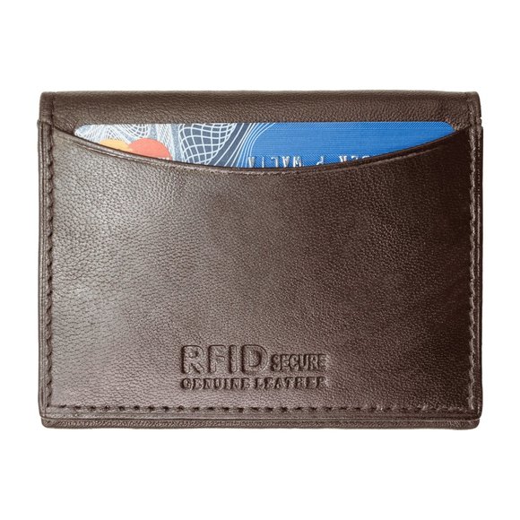 Men Genuine Leather Bifold Credit Card Holder with RFID Blocking - Picture 4 of 7